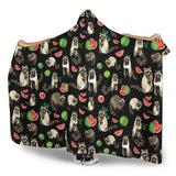 Raccoon Watermelon Pattern Hooded Blanket