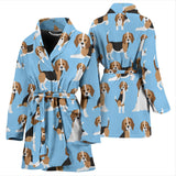 Beagle Dog Blue Background Pattern Women'S Bathrobe