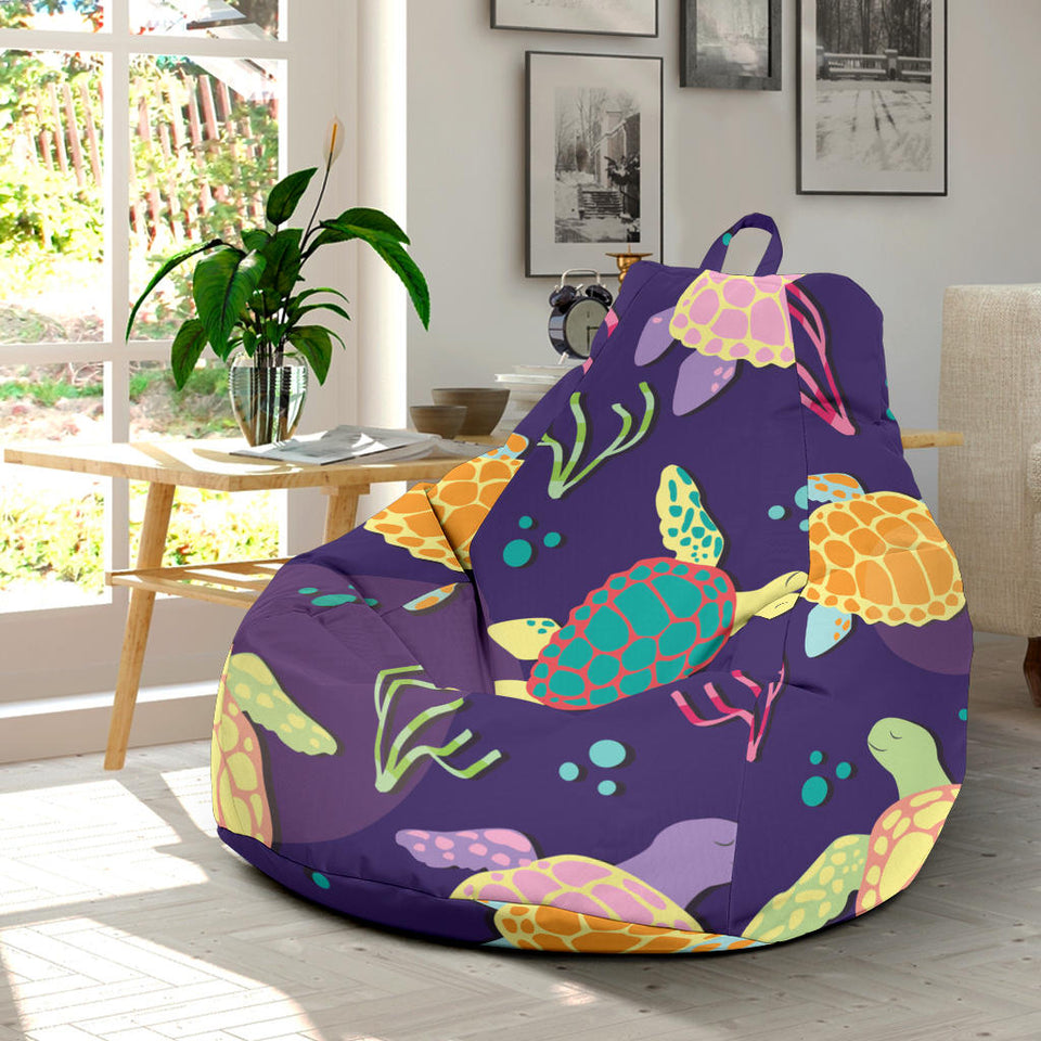 Colorful Sea Turtle Pattern Bean Bag Cover