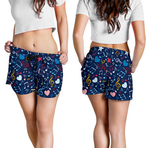 Music Notes Pattern Print Design 03 Women Shorts