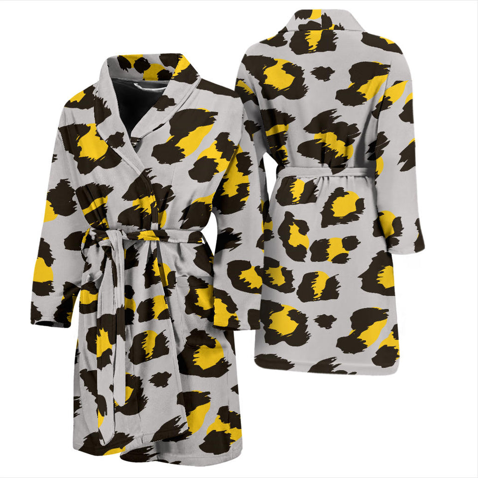 Gray Leopard Print Pattern Men'S Bathrobe