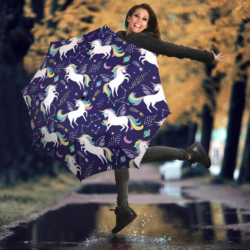 Hand Drawn Cute Unicorn Star Planet Umbrella