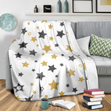 Hand Drawn Gold Black Star Pattern Premium Blanket