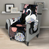 white swan blooming flower pattern Chair Cover Protector