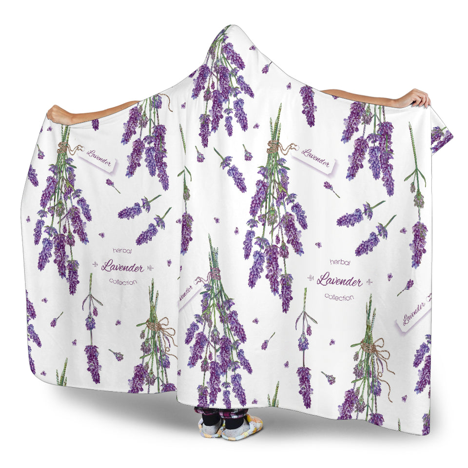 Lavender Flower Design Pattern Hooded Blanket