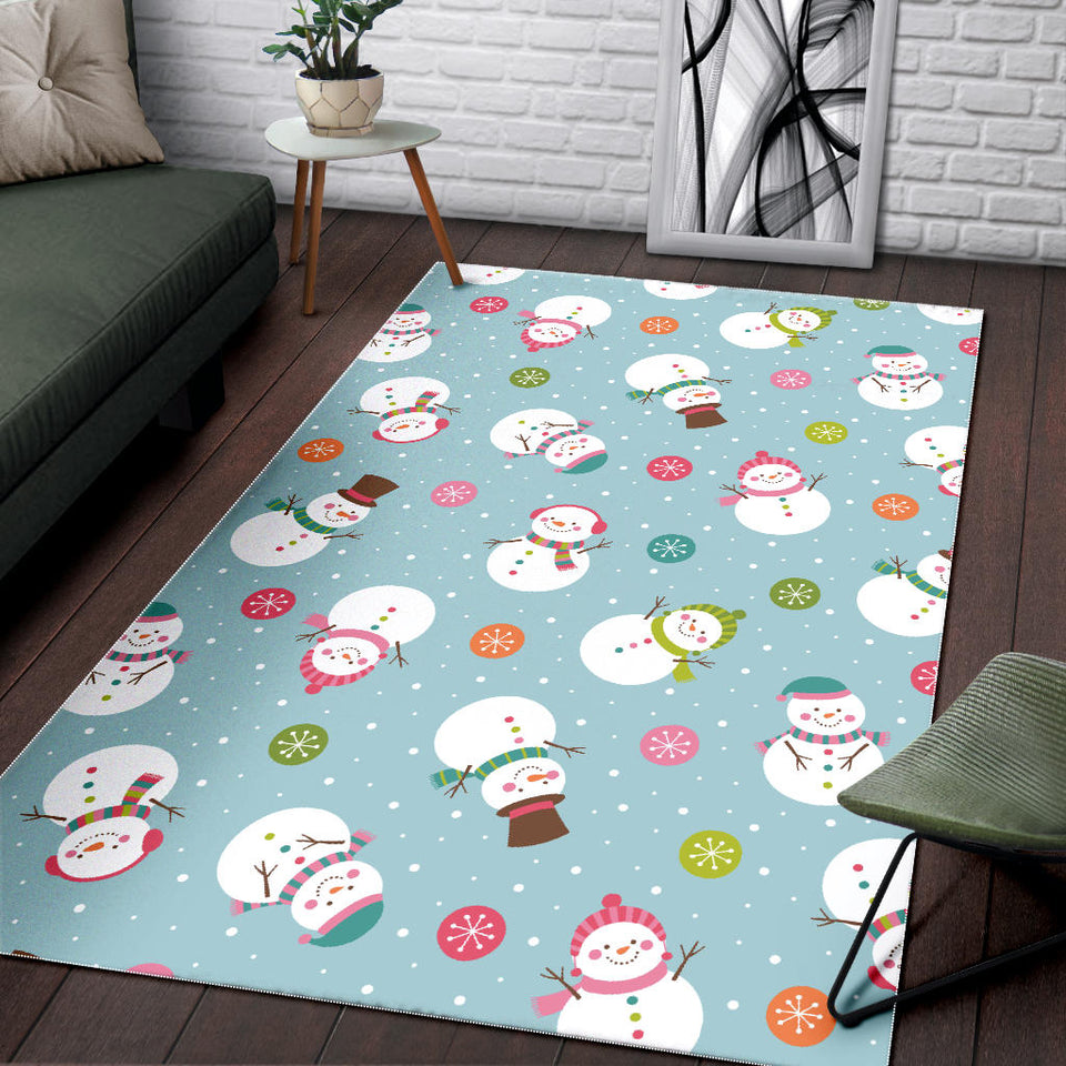 Cute Snowman Snowflake Pattern Area Rug