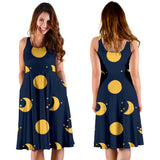 Moon Star Pattern Sleeveless Midi Dress