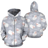 Sweet Dreams Sheep Pattern Zip Up Hoodie