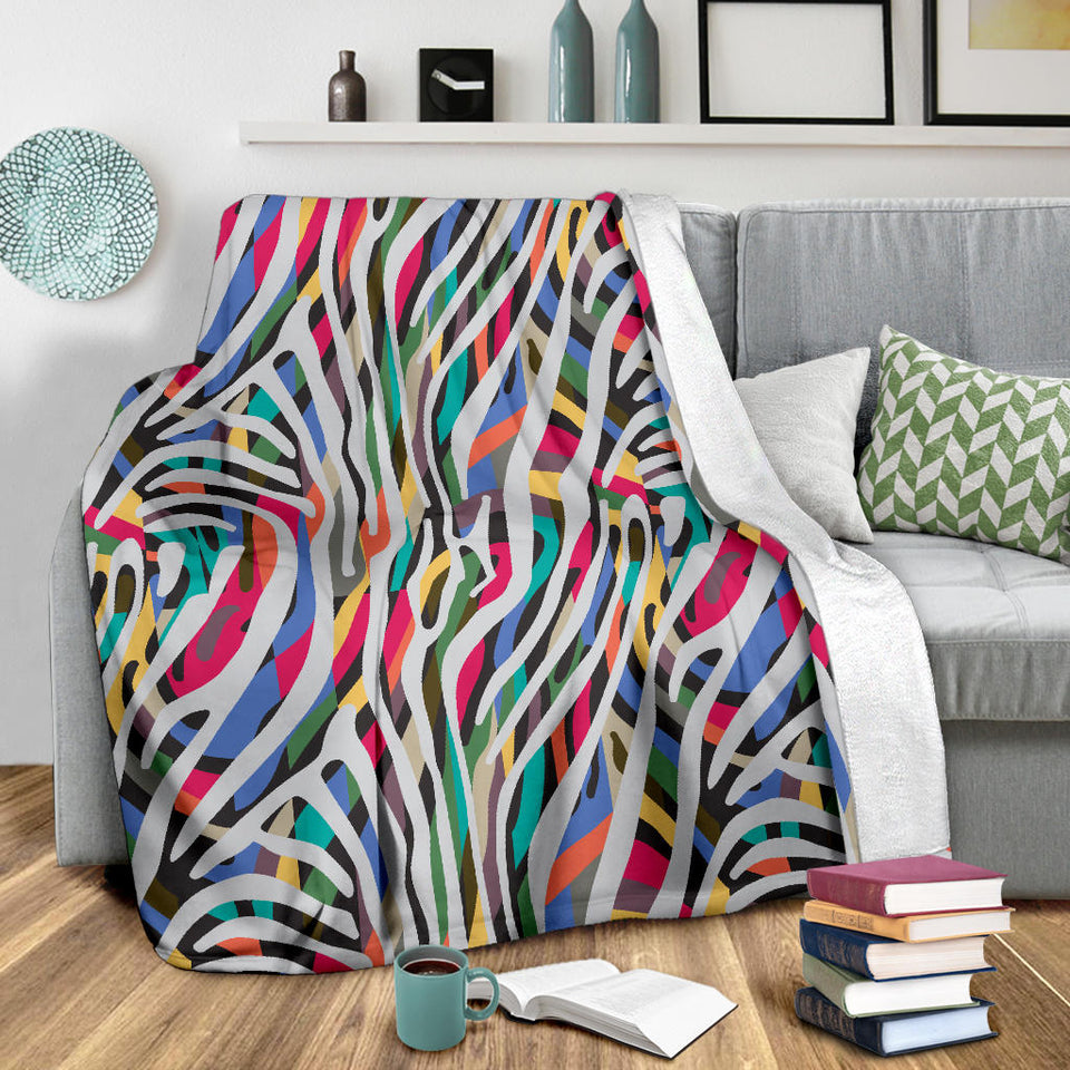Colorful Zebra Skin Pattern Premium Blanket