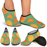 Orange Fruit Pattern Green Background Aqua Shoes