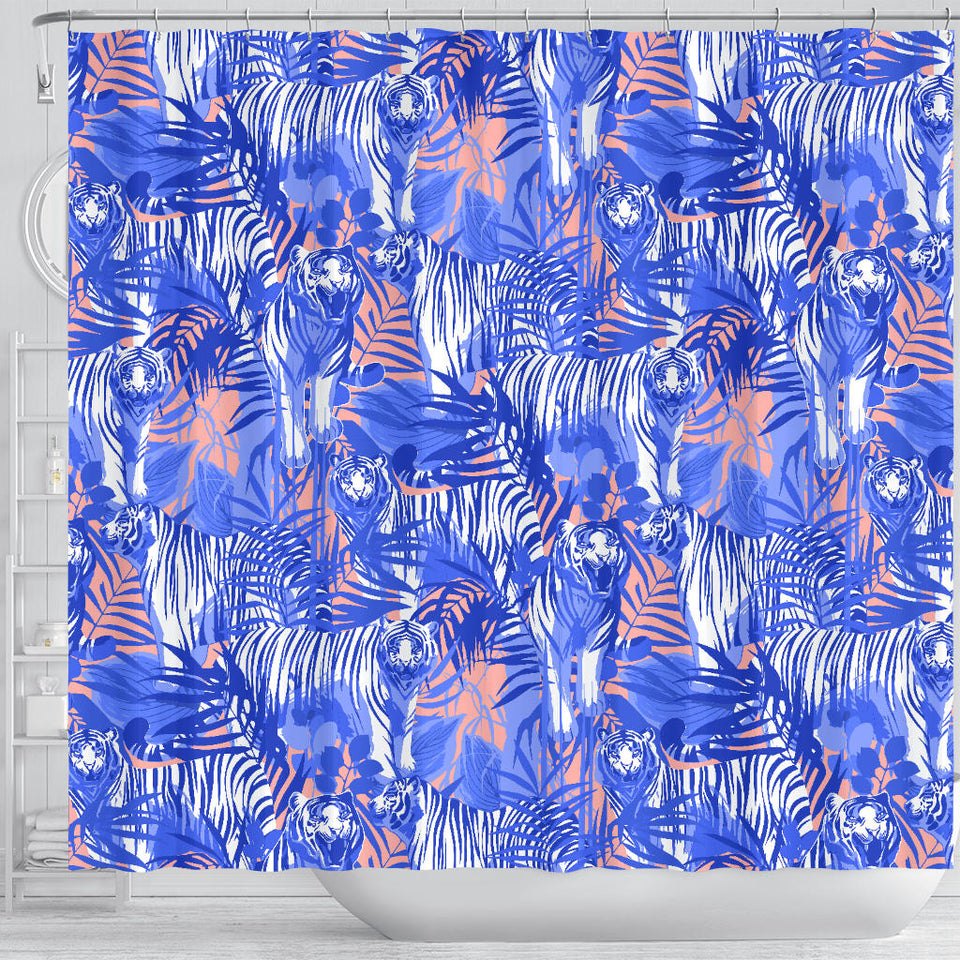 White Bengal Tigers Pattern Shower Curtain Fulfilled In US