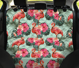 Beautiful Flamingo Tropical Palm Leaves Hibiscus Pateern Background Dog Car Seat Covers