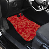 Gold Dragons Red Background Front And Back Car Mats