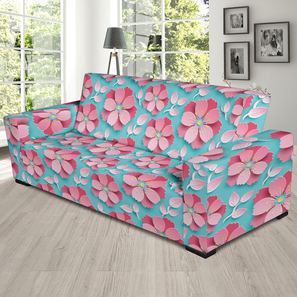 3D Sakura Cherry Blossom Pattern Sofa Slipcover