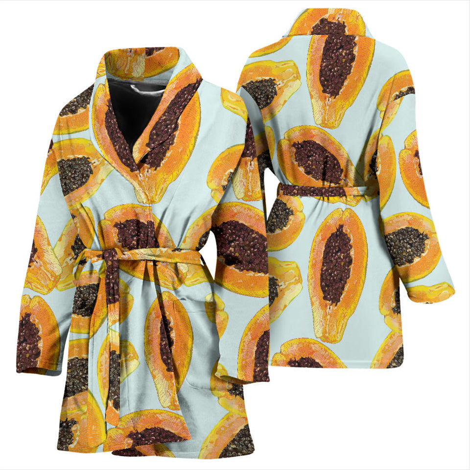 Watercolor Papaya Pattern Women'S Bathrobe