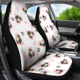 Cute Pugs Pink Heart Paw Pattern  Universal Fit Car Seat Covers