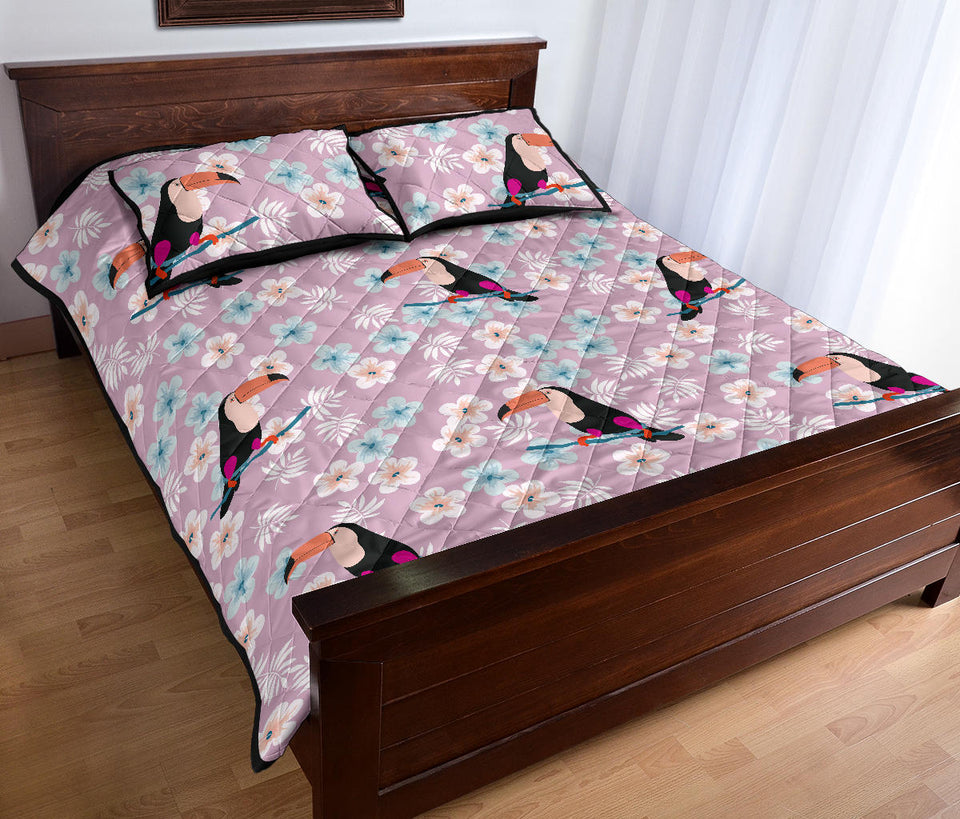 Beautiful toucan flower leaves Quilt Bed Set
