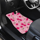 Cherry Flower Pattern Pink Background Front And Back Car Mats