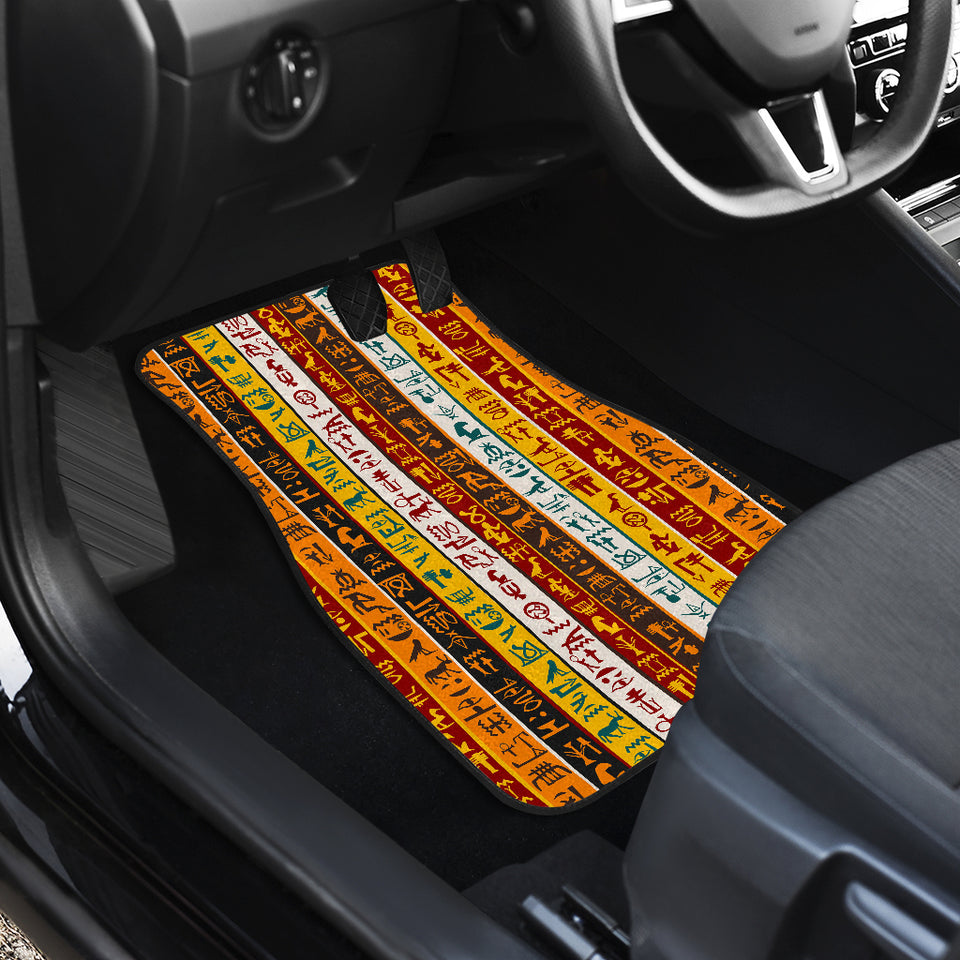 Egypt Hieroglyphics Pattern Print Design 01 Front Car Mats