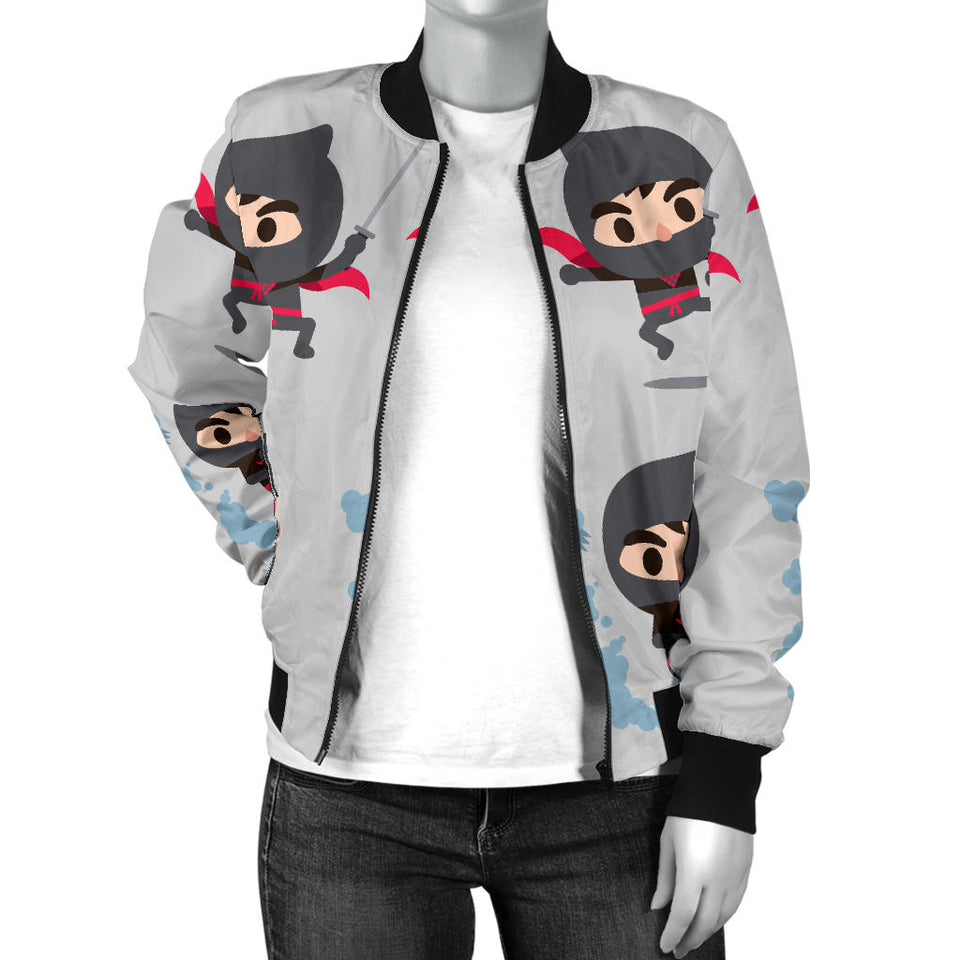 Cute Ninja Pattern Women'S Bomber Jacket