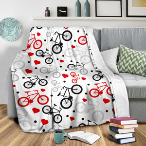 Bicycle Pattern Print Design 04 Premium Blanket