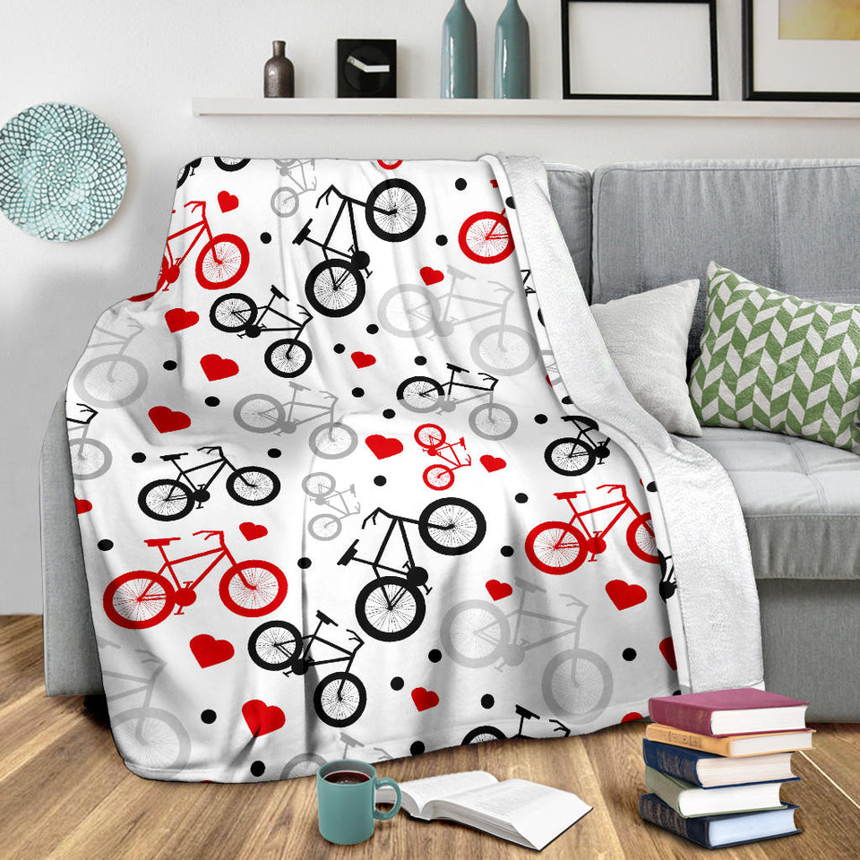 Bicycle Pattern Print Design 04 Premium Blanket