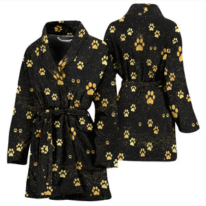 Dog Paws Pattern Print Design 05 Women's Bathrobe