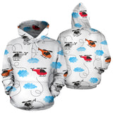 Watercolor Helicopter Cloud Pattern Men Women Pullover Hoodie