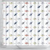 Cute Helicopter Star Pattern Shower Curtain Fulfilled In US