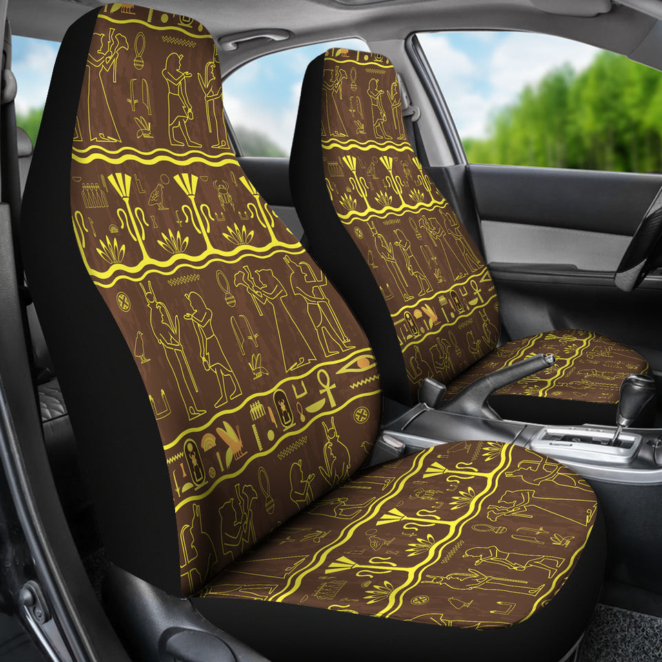 Egypt Hieroglyphics Pattern Print Design 03 Universal Fit Car Seat Covers