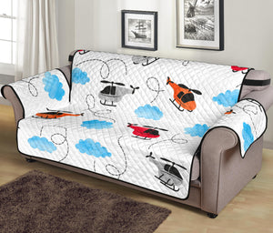 Watercolor helicopter cloud pattern Sofa Cover Protector