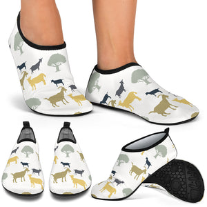 Silhouettes Of Goat And Tree Pattern Aqua Shoes