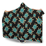 Sea Turtle Blue Stone Pattern Hooded Blanket