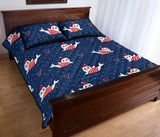 Cute sea lion seal christmas hat candy cane heart pattern Quilt Bed Set