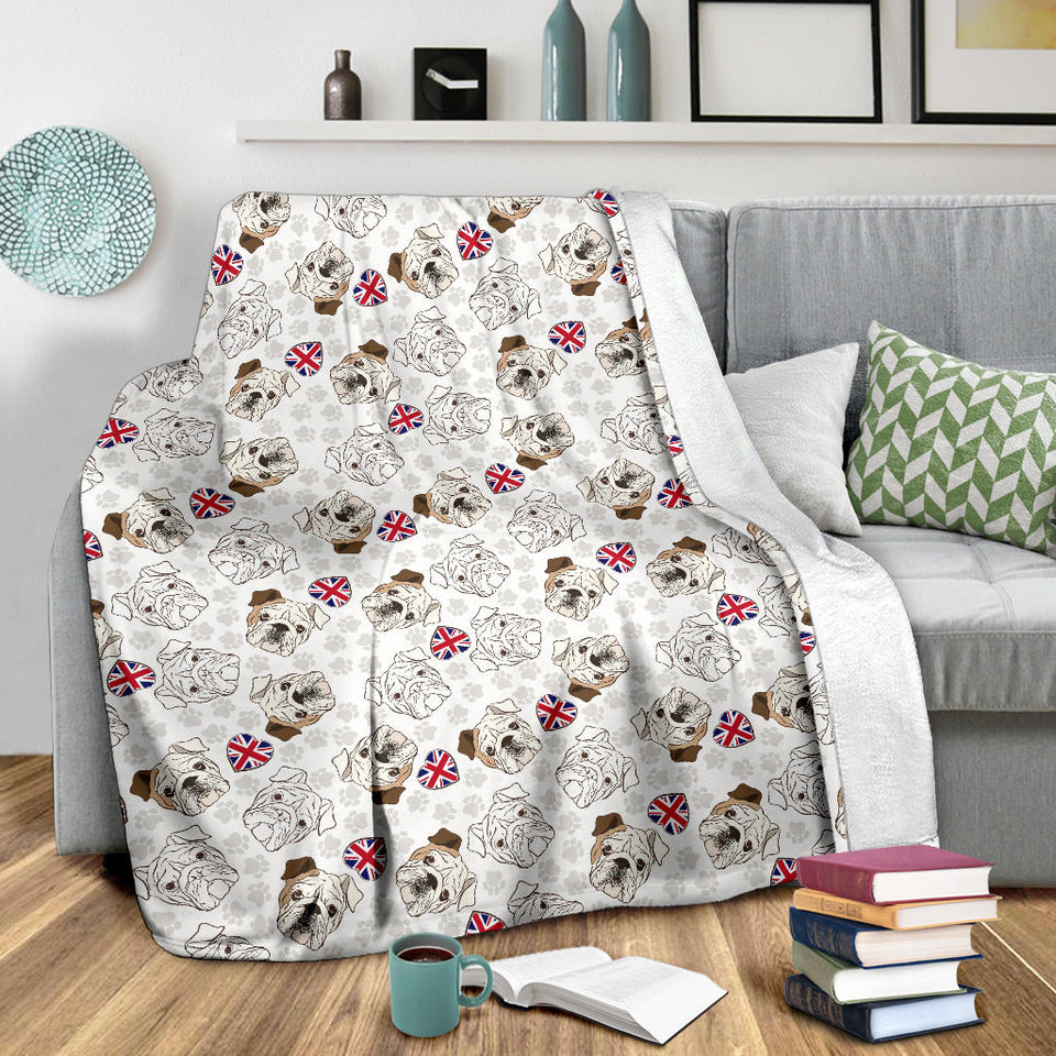 English Bulldog Pattern Print Design 01 Premium Blanket