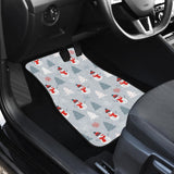 Snowman Christmas  Tree Snow Gray Background Front Car Mats