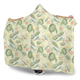 Hand Drawn Sea Turtle Fish Pattern Hooded Blanket