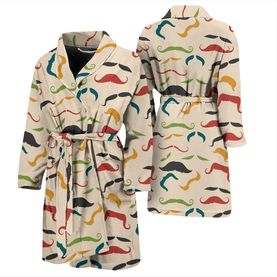 Mustache Beard Pattern Print Design 03 Men's Bathrobe