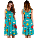 Hot Air Balloon Sky Pattern Sleeveless Midi Dress