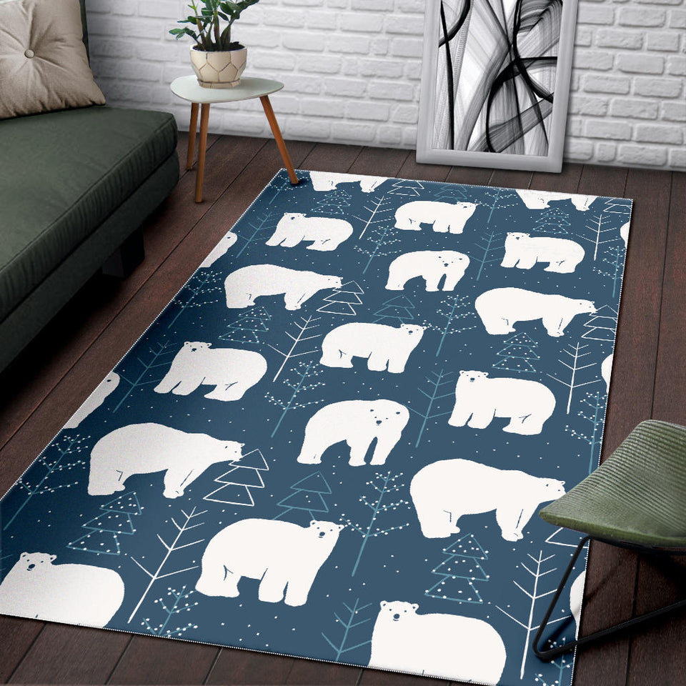 Polar Bear Mother Her Child Pattern Area Rug