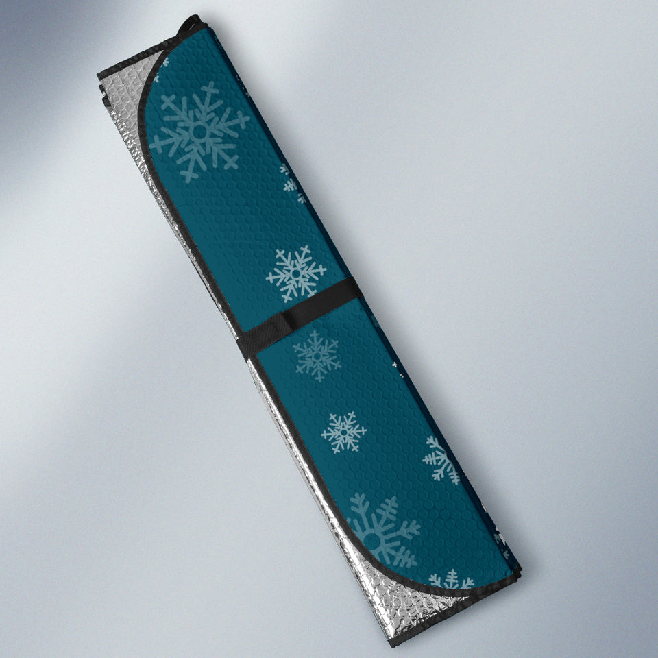 Snowflake Pattern Dark Background Car Sun Shade