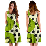 Kiwi Black Dot Background Sleeveless Midi Dress