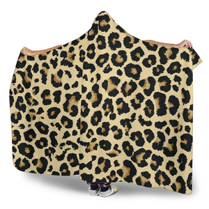 Leopard Print Design Pattern Hooded Blanket