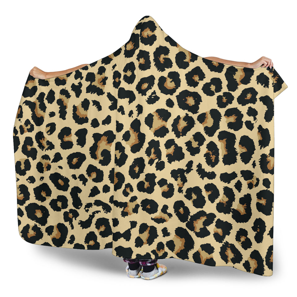 Leopard Print Design Pattern Hooded Blanket