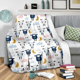 Cute Sleeping Sheep Moon Cloud Pattern Premium Blanket