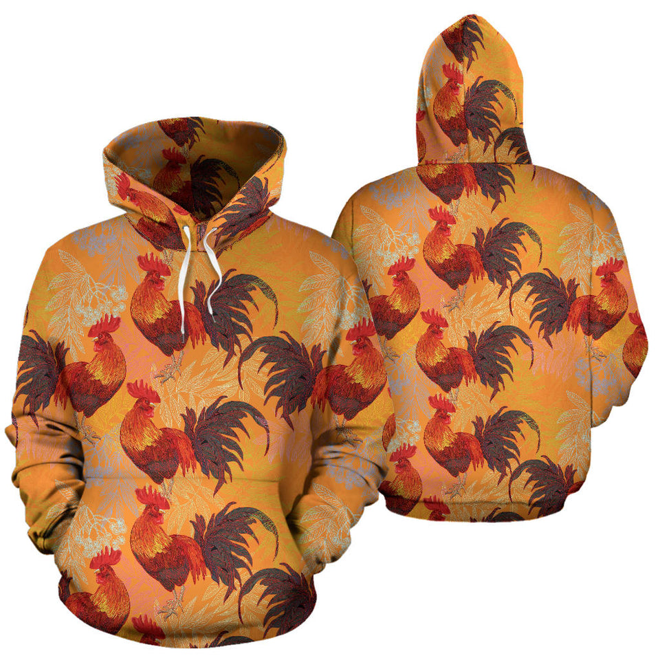 Red Rooster Chicken Cock Pattern Men Women Pullover Hoodie