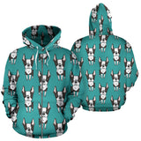 Hand Drawn Boston Terrier Dog Pattern Zip Up Hoodie