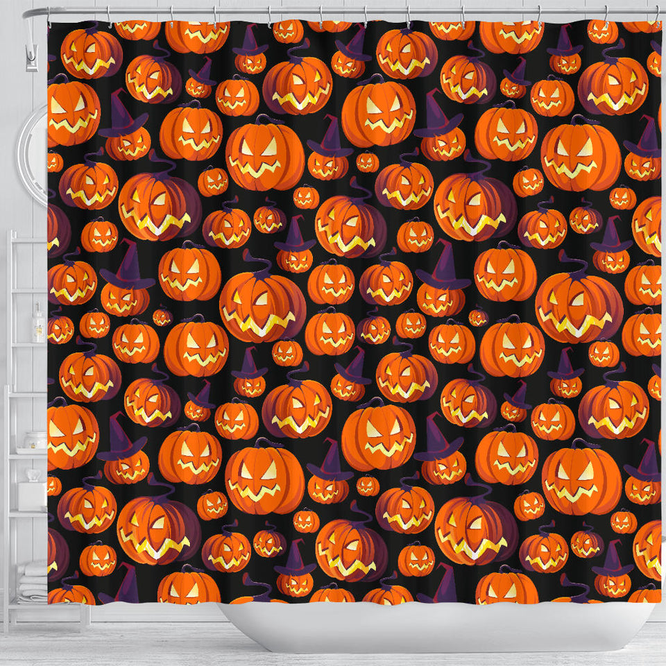 Halloween Pumpkin Pattern Shower Curtain Fulfilled In US