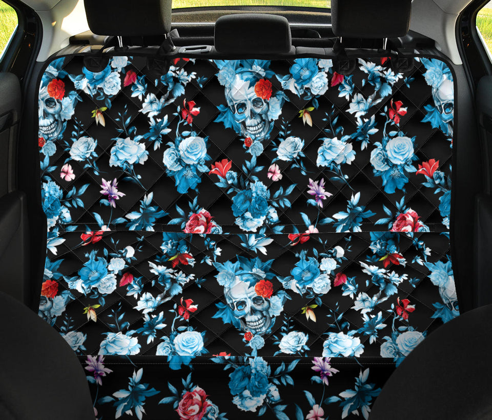 Skull Flower Roses Leave Pattern Dog Car Seat Covers