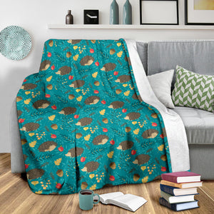 Hedgehog Pattern Print Design 01 Premium Blanket